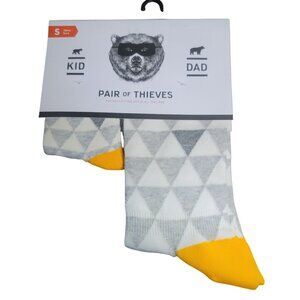 Pair Of Thieves Small 18 Mnths 3 Yrs Kid Dad Matching Socks Gray Yellow Triangle